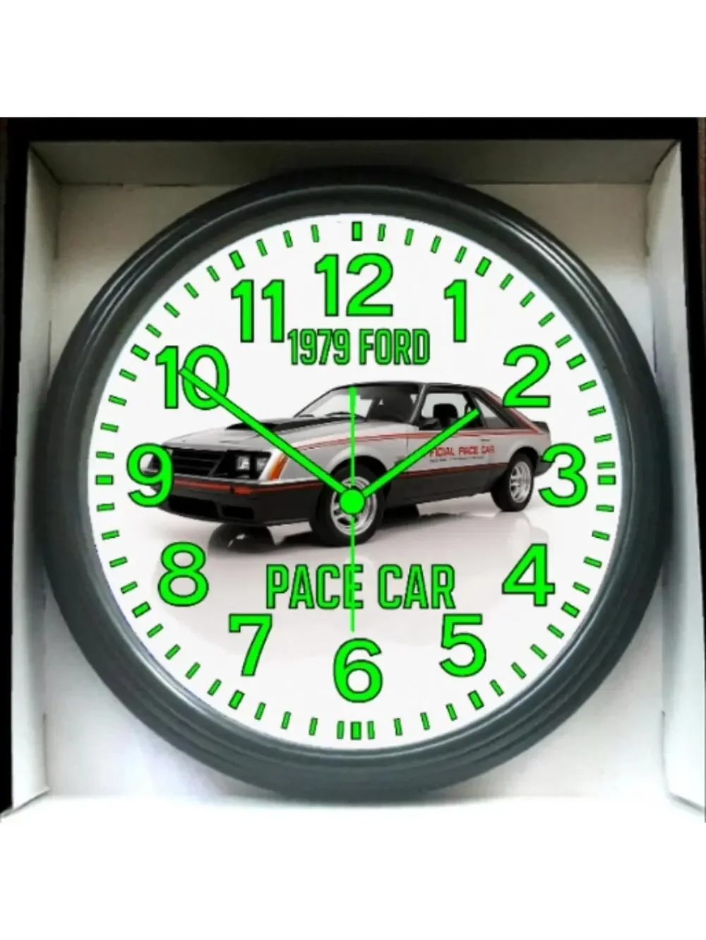 1979 Ford Mustang Indy Pace Car Glow In The Dark Wall Clock New!